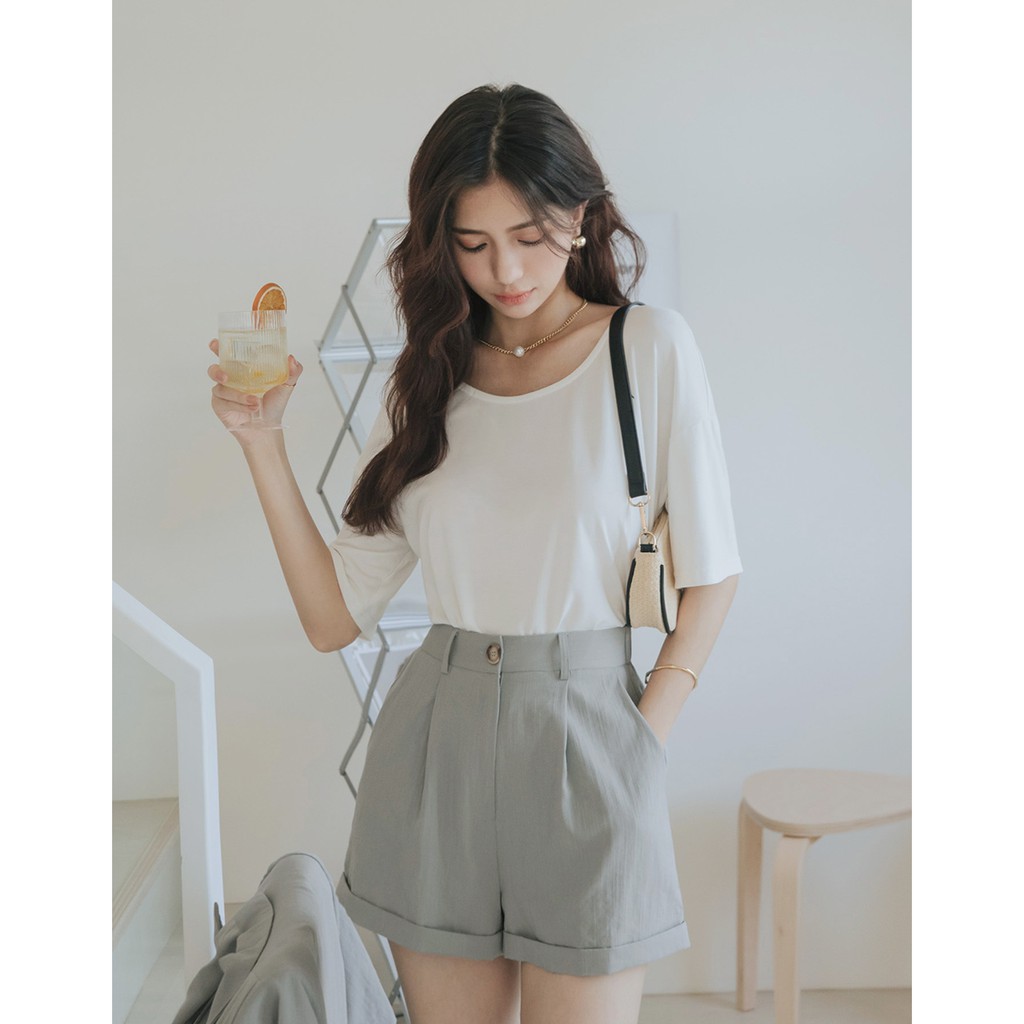 Áo thun lạnh cổ tròn basic nữ Air Space 2121821015