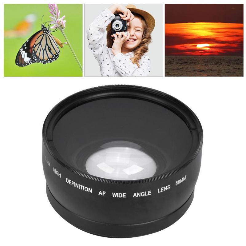 Ống kính góc rộng và macro 58mm 0.45X màu đen cho máy ảnh SLR DSLR