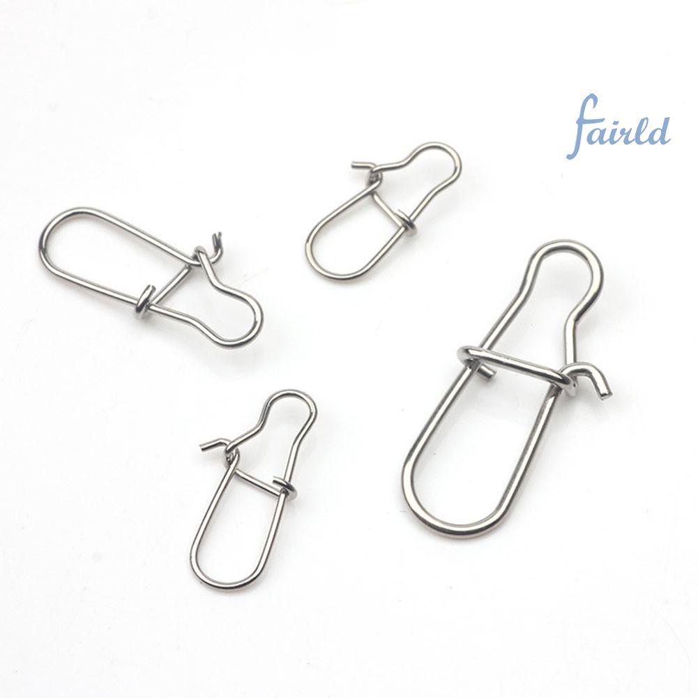 50pcs Fast Clip Lock Snap Swivel Solid Rings Safety Snaps Fishing Hook Connector