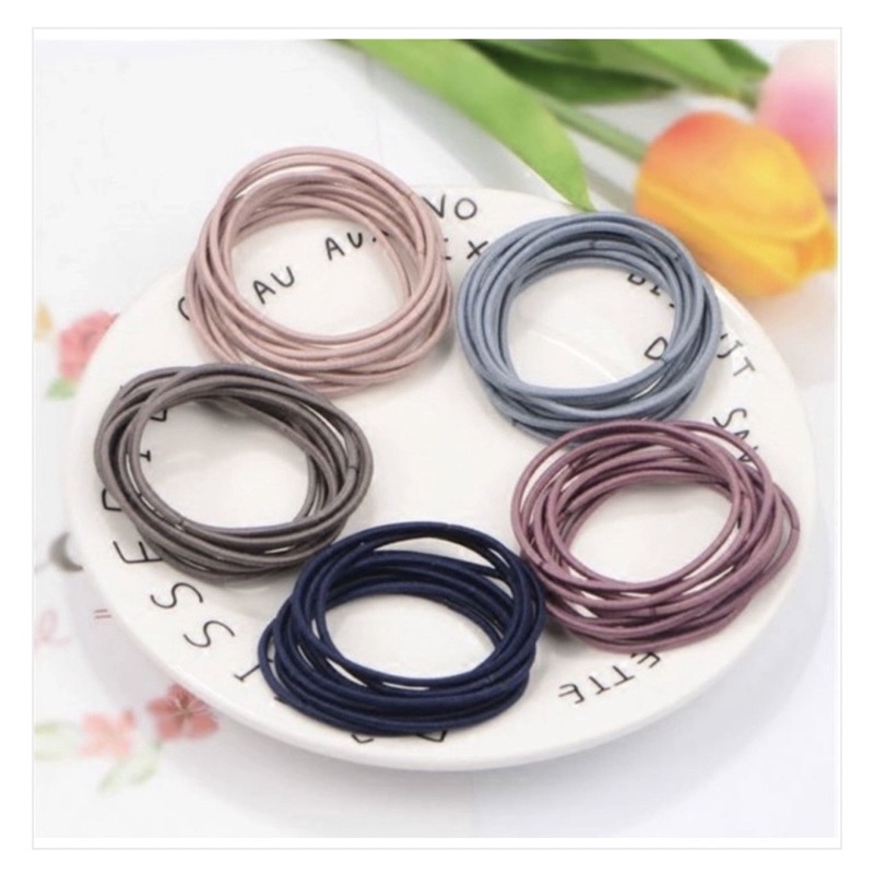 Set 100 Dây Thun Cột Tóc Hàn Quốc Kèm Túi Zip Nhiều Màu Siêu Xinh