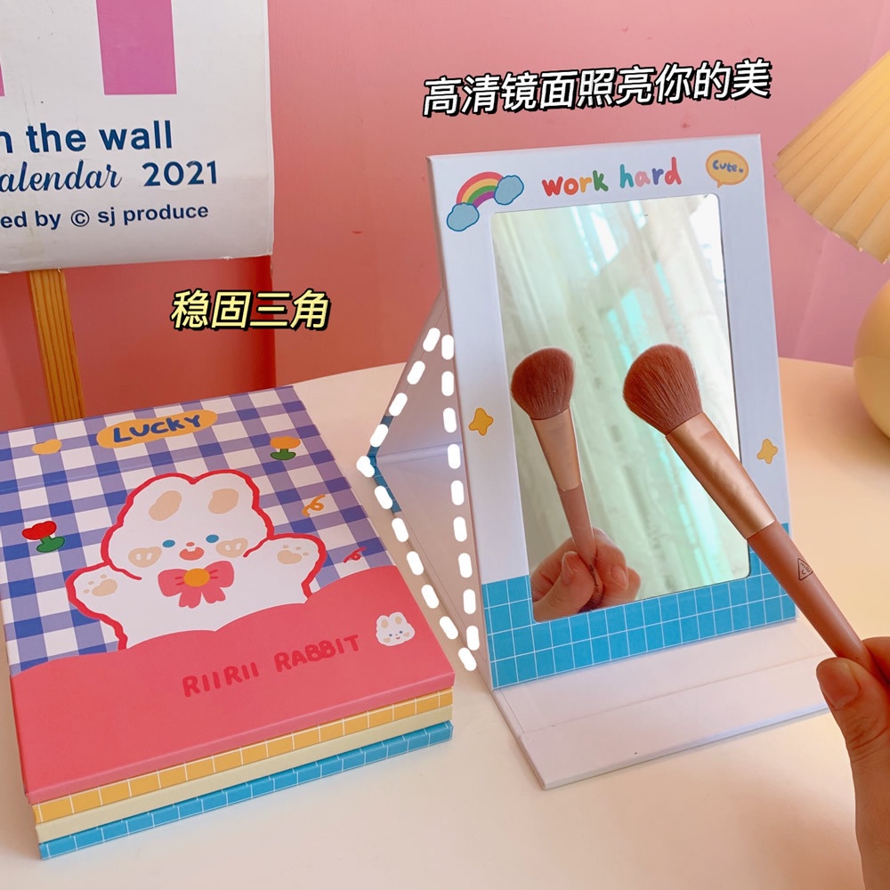 GƯƠNG TRANG ĐIỂM ĐỂ BÀN GẤP GỌN HOẠT TIẾT HOẠT HÌNH DỄ THƯƠNG