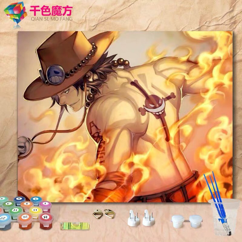 [Order-Sẵn mẫu 6]Tranh sơn dầu số hóa tự tô hình Đảo Hải Tặc One Piece mẫu 1