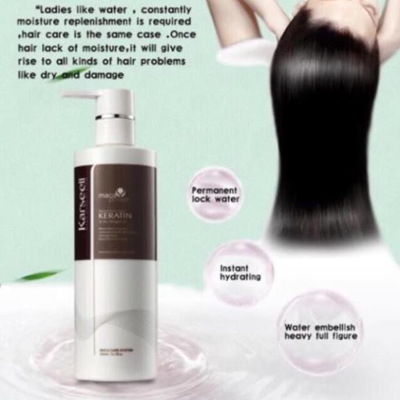 PHỤC HỒI TÓC NÁT KERATIN karseell chai 500ml phục hồi tóc yếu nát khô sơ trẻ ngon