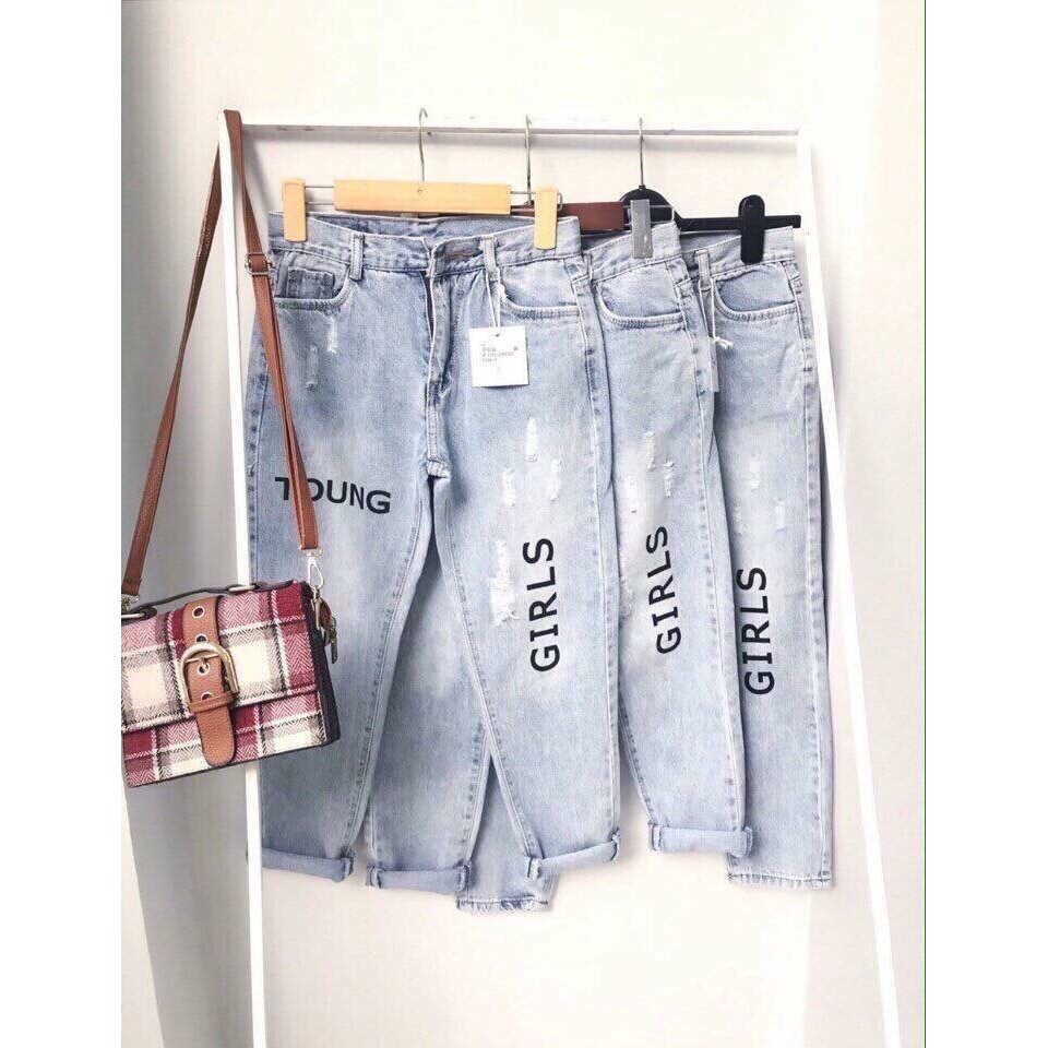 [FREESHIP 99K TOÀN QUỐC] Quần Baggy Jeans Nữ Hoạ Tiết Chữ Cao Cấp OHS522