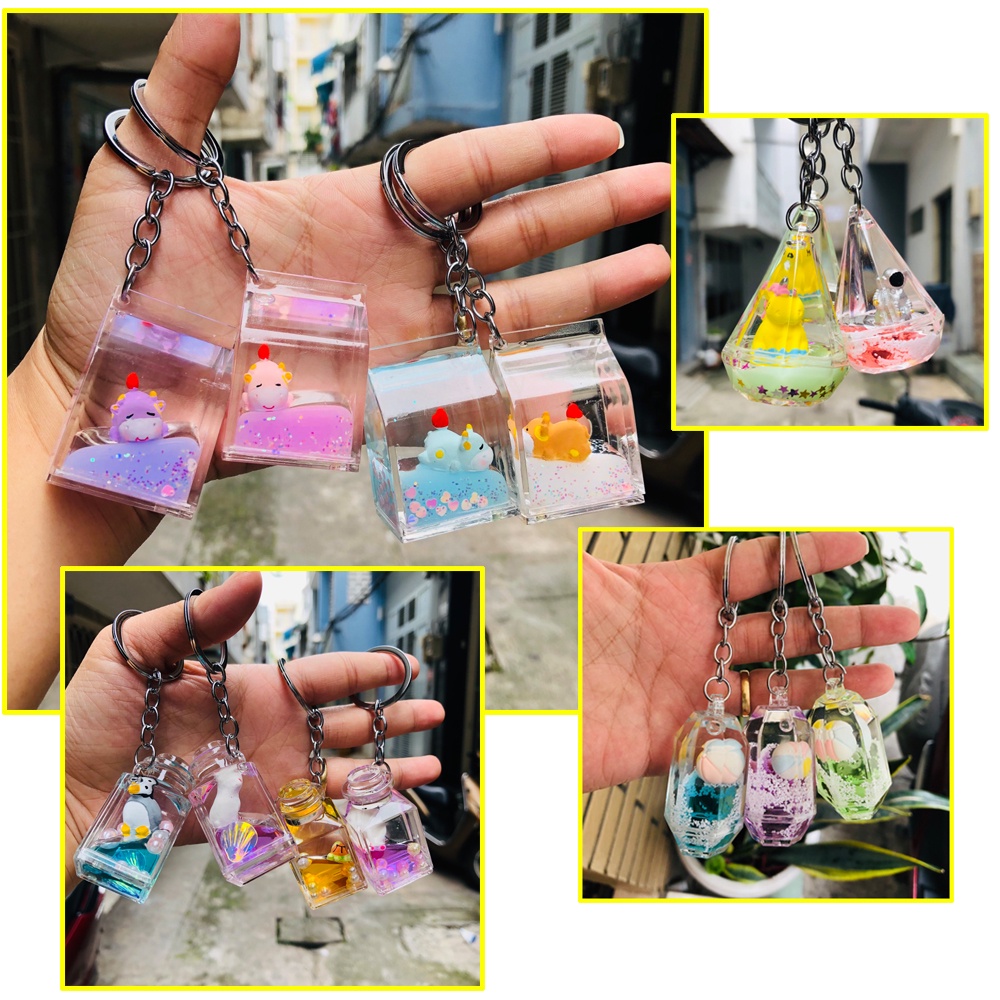 Móc khóa nước kim tuyến dễ thương DTOnline (ngẫu nhiên)