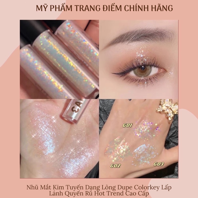 Nhũ Mắt Kim Tuyến Dạng Lỏng Bling Glow Dupe Colorkey Lấp Lánh Quyến Rũ Cao Cấp