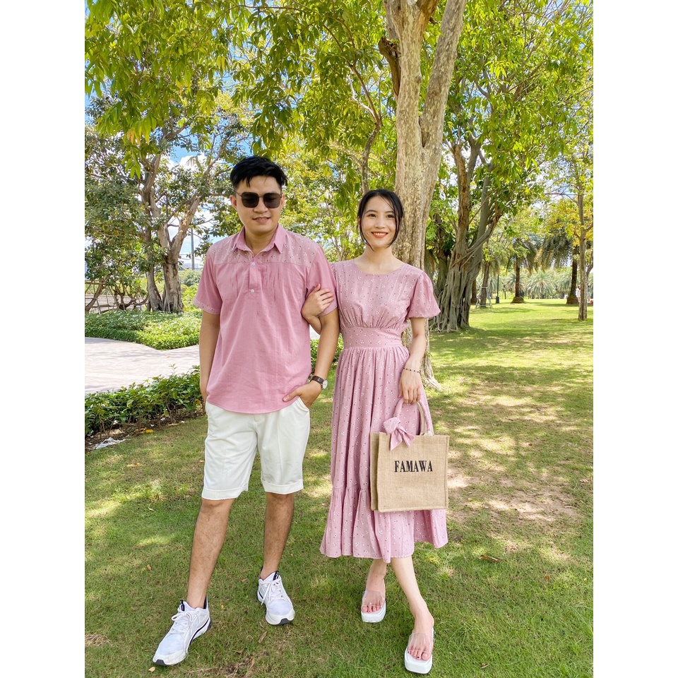 Đồ gia đình thiết kế - váy hoa nhí - váy hoa nhí mẹ và bé gái - áo đôi hoa gia đình - áo gia đình hoa nổi