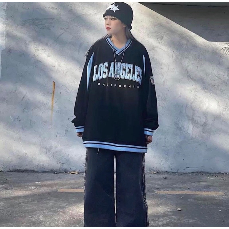 [CÓ ẢNH THẬT] Áo Nỉ Sweater Cổ Tim LOSANGELES Chất Nỉ Đẹp Bo Cổ Form Rộng Unisex Nam Nữ