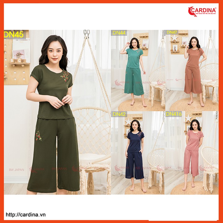 Đồ bộ nữ CARDINA chất cotton Nhật cao cấp quần ống sớ áo cộc tay mềm mại thoáng mát DN4.