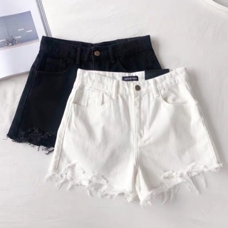 Quần short cạp cao rách gấu