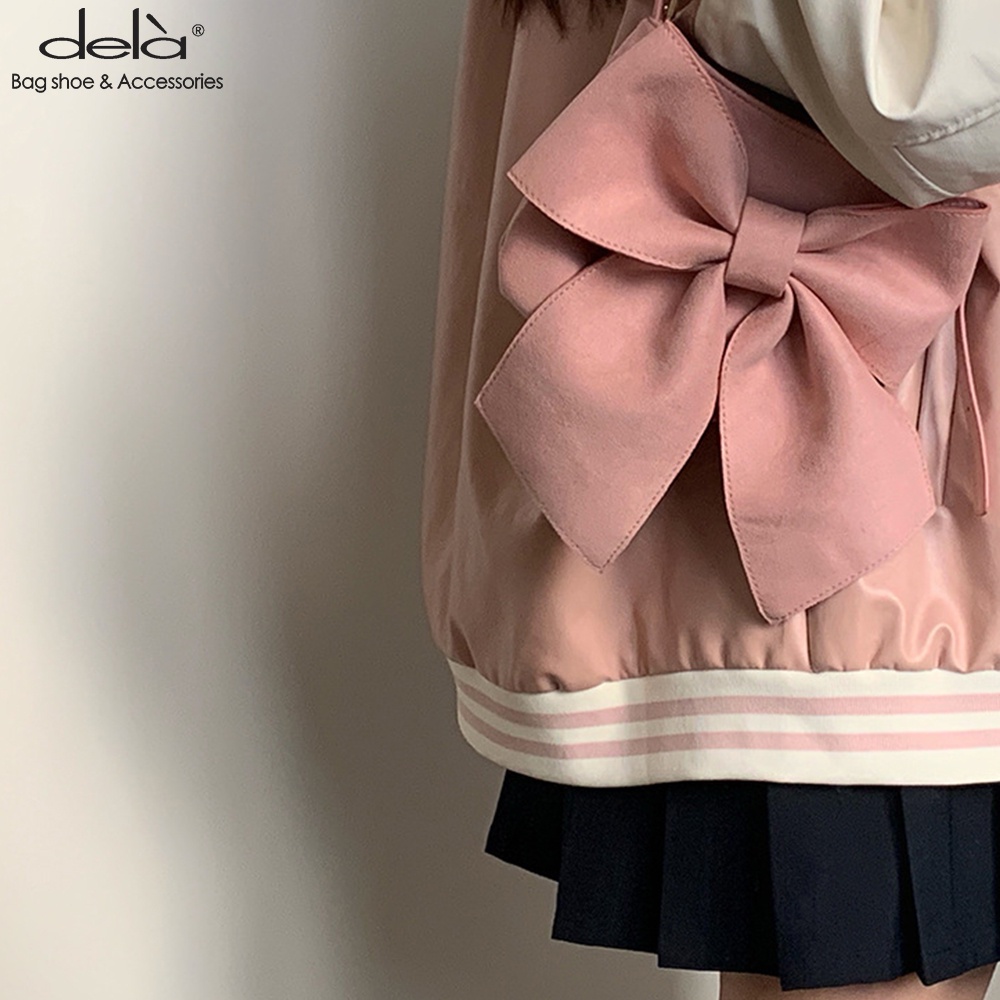 Dela Túi Đeo Chéo Nữ Cute Dela Túi Xách Đeo Vai Đính Nơ To Thời Trang Nữ Ngọt Ngào