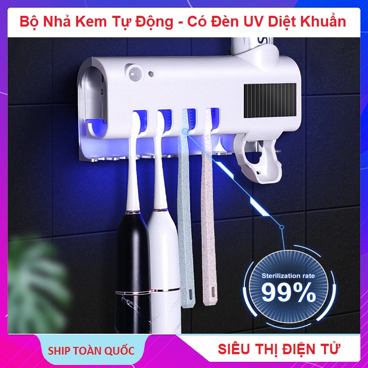 Bộ Nhả Kem Tự Động Tích Hợp Đèn UV Diệt Khuẩn, Dụng Cụ Tiện Ích - Phù Hợp Với Mọi Gia Đình