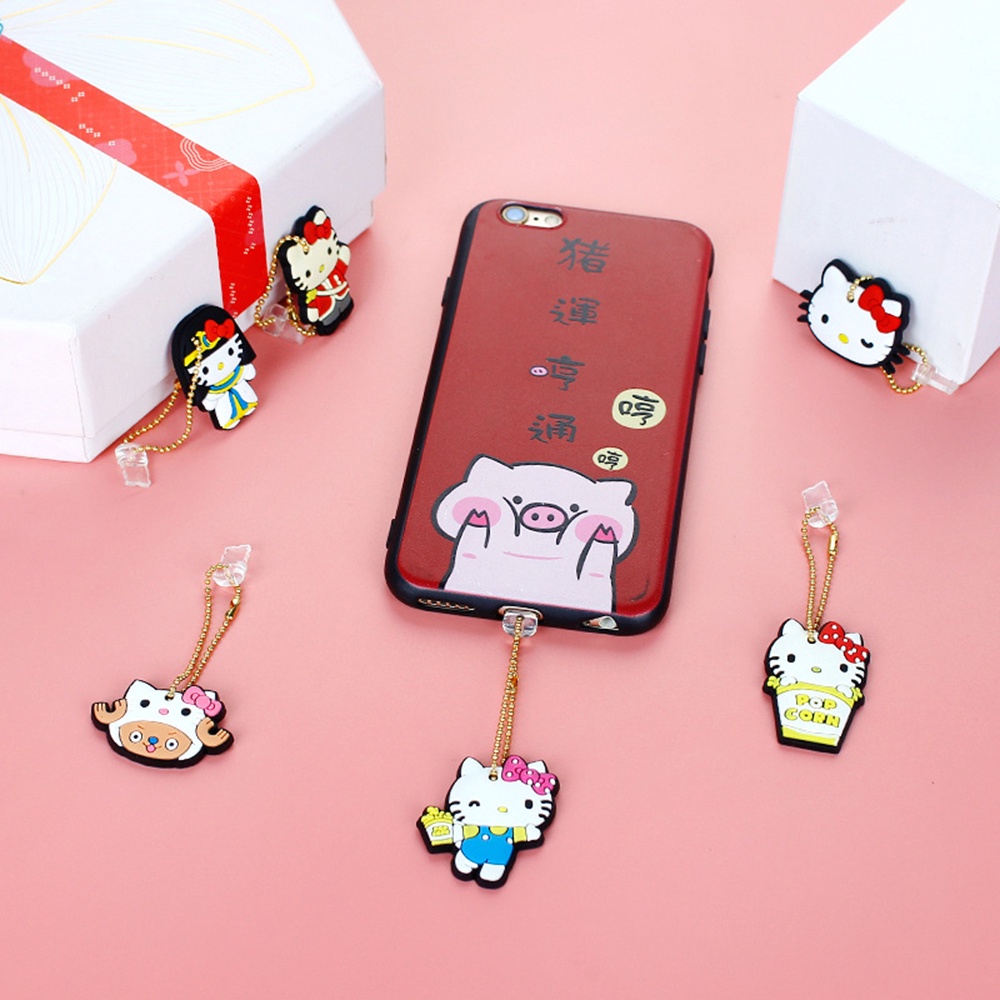 1 Phụ Kiện Trang Trí Phích Cắm Điện Thoại Chống Bụi Hình Thú Cưng Dễ Thương