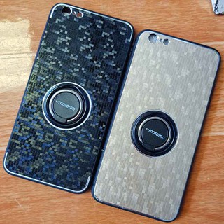 Ốp lưng iphone 6 plus / 6s plus viền dẻo lưng nhôm kèm iring xoay cao cấp