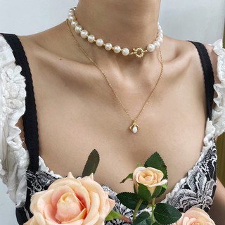 Dây Chuyền Ngọc Trai Khoá Tròn Vàng