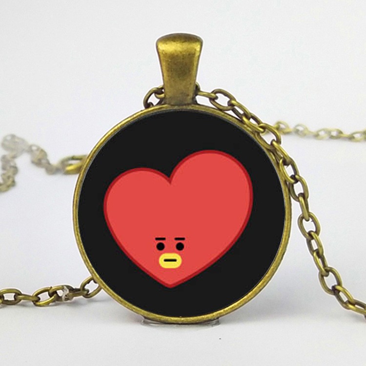 Dây Chuyền Mặt Kính In Hình Hoạt Hình Nhóm Nhạc Bts