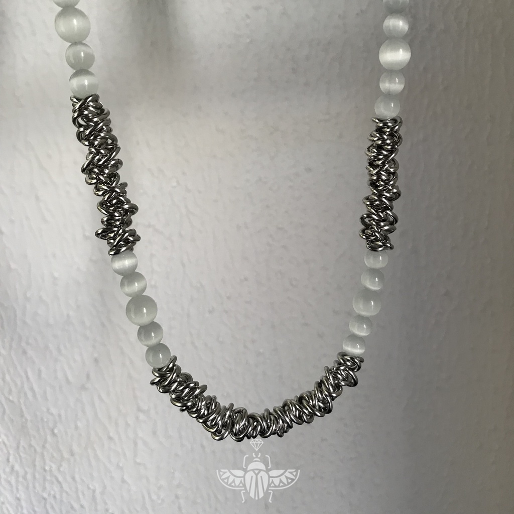 Vòng cổ Thép Titan Đính Đá opal Phong Cách hip hop Đường Phố Dành Cho Nam