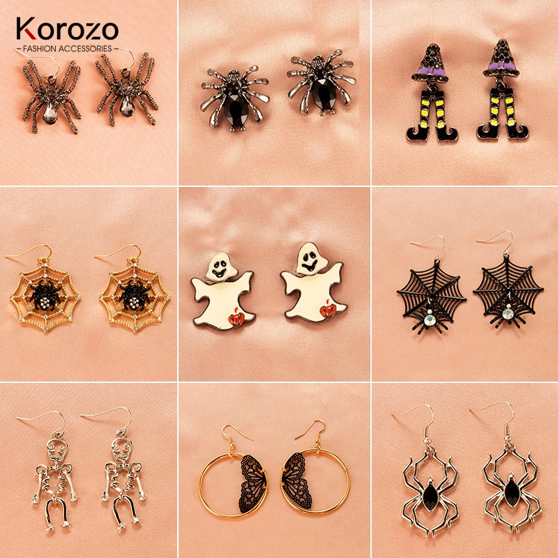 Korozo Bông Tai Hình Đầu Lâu / Dơi / Bướm / Nhện Dễ Thương Vui Nhộn Cho Nữ