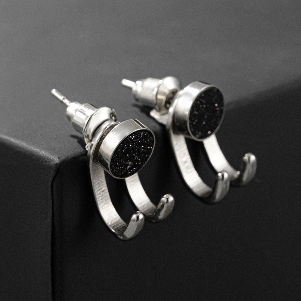 DWAYNE Khuyên Tai Móng Vuốt Onyx Màu Đen Phong Cách Punk Cổ Điển
