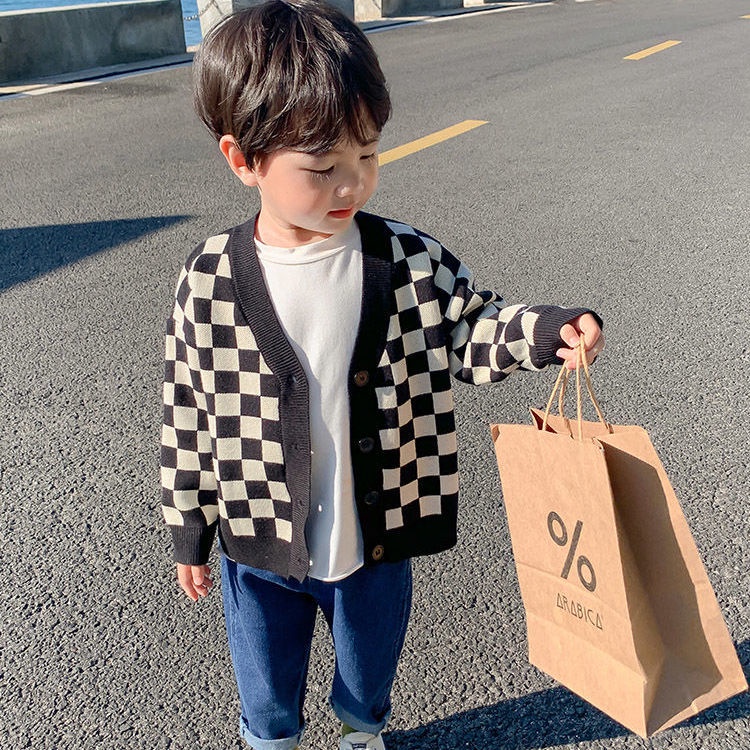 [Babycat Hàng Có Sẵn Bán Chạy Áo Khoác Cardigan Dệt Kim Phong Cách Nhật Bản Hàn Quốc Mùa Xuân Thu Xuân Thu Mỏng Cỡ Nhỏ Cho Bé Trai