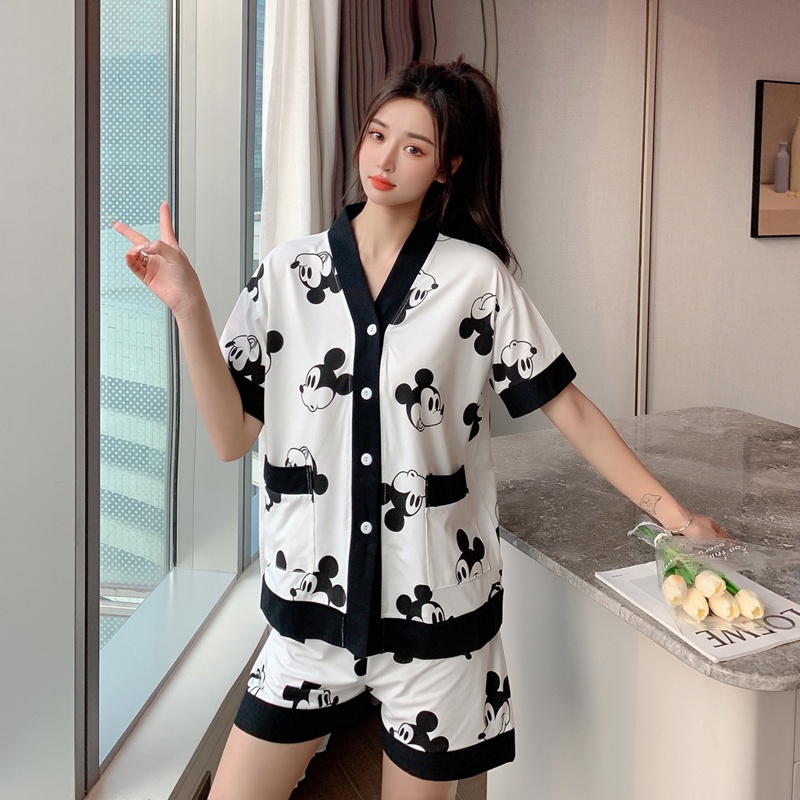 Bộ Đồ Ngủ Cotton Ngắn Tay Plus Size M-3 Họa Tiết Hoạt Hình Cho Nữ