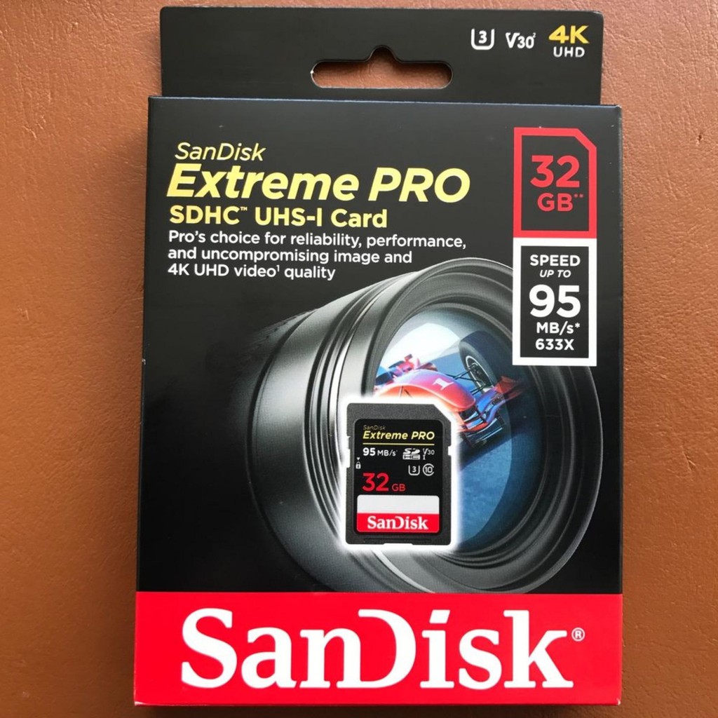 Thẻ nhớ Máy Ảnh SDHC SanDisk Extreme Pro 633x 32GB Class 10 UHS-I U3 95MB/s (Đen)