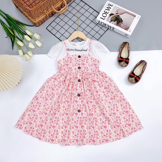Váy yếm thô hoa size đại 25-35kg cho bé gái