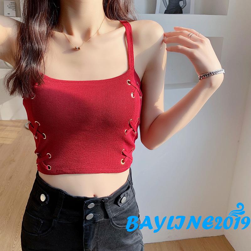 Áo kiểu croptop cổ yếm màu đen/ trắng/ đỏ thiết kế quyến rũ dành cho nữ
