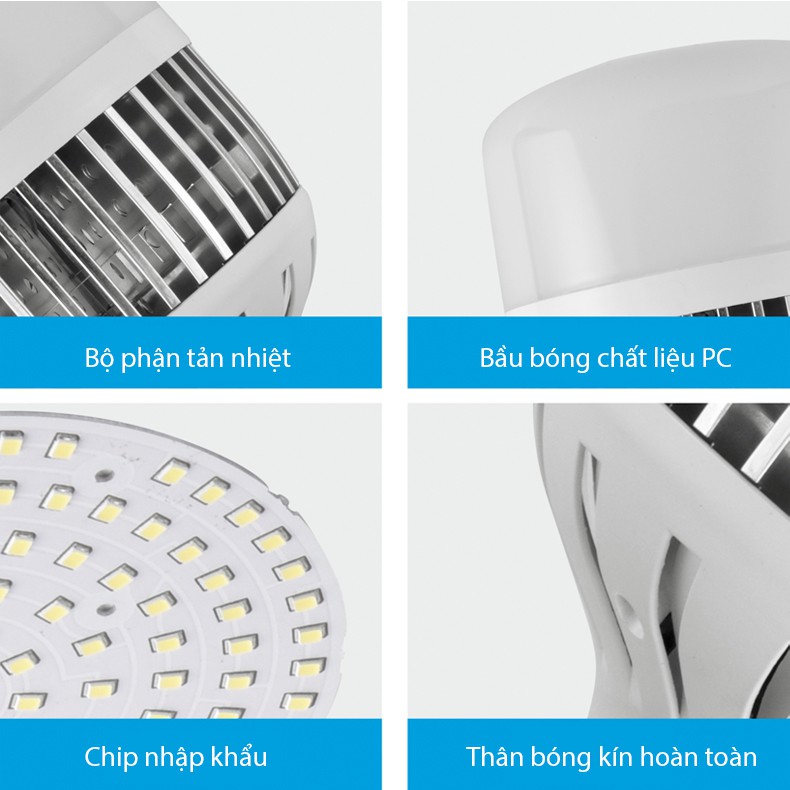 Đèn led búp trụ 50W-100W-150W , chip nhập khẩu , có tản nhiệt , chất liệu PC , tiết kiệm điện năng , bảo hành 1 năm E27