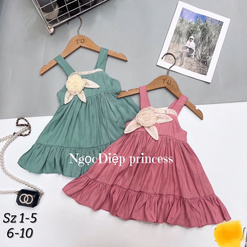 Váy bé gái, váy 2 dây đuôi cá hoa ngực xinh xắn cho bé gáiD031
