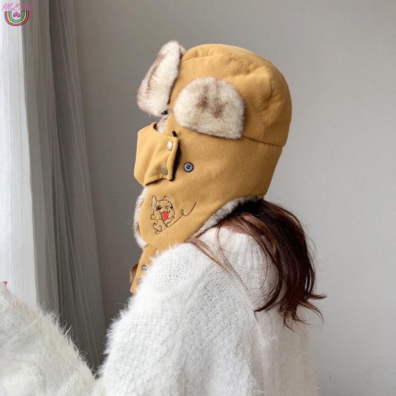 Mũ trùm đầu có mặt nạ che tai chống gió phong cách hiện đại cho nữ