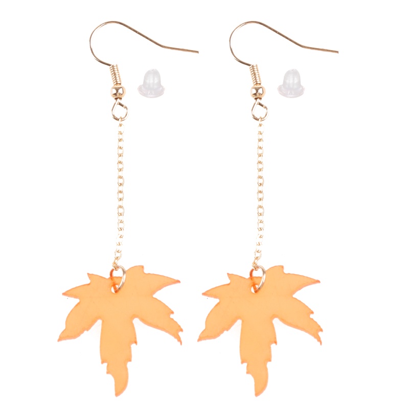 Đôi Bông Tai Dáng Dài Hình Lá Phong Thời Trang Cho Nữ