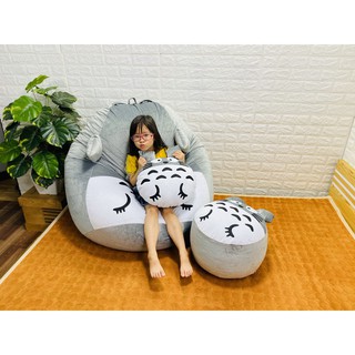 Vỏ +lót ghế hạt xốp dáng lê Totoro cỡ M, vải nhung (chưa có xốp)