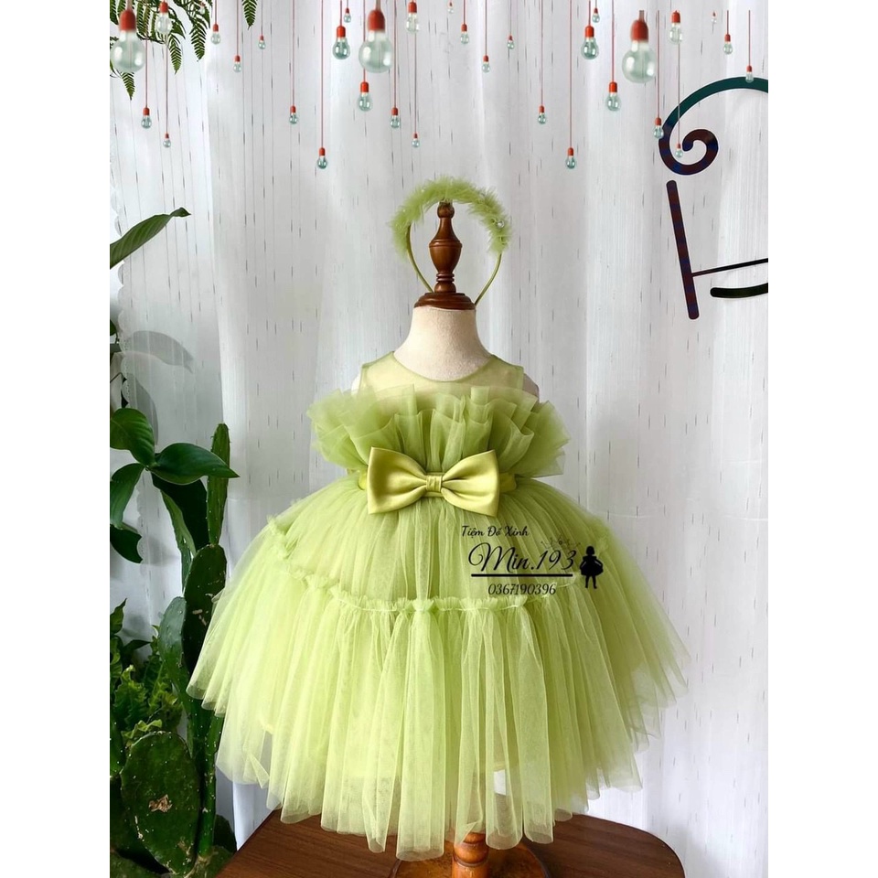 Vải voan lưới tutu mềm màu xanh cốm