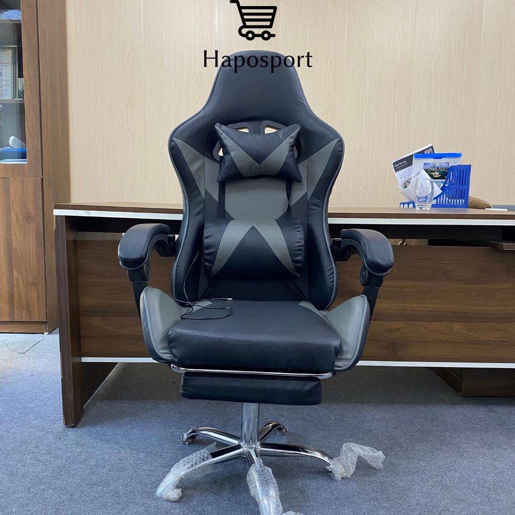 Ghế Gaming Công Thái Học Cao Cấp Có Massage Lưng, Ghế Game Bọc Da Cao Cấp, Ghế Xoay Văn Phòng Có Gác Chân