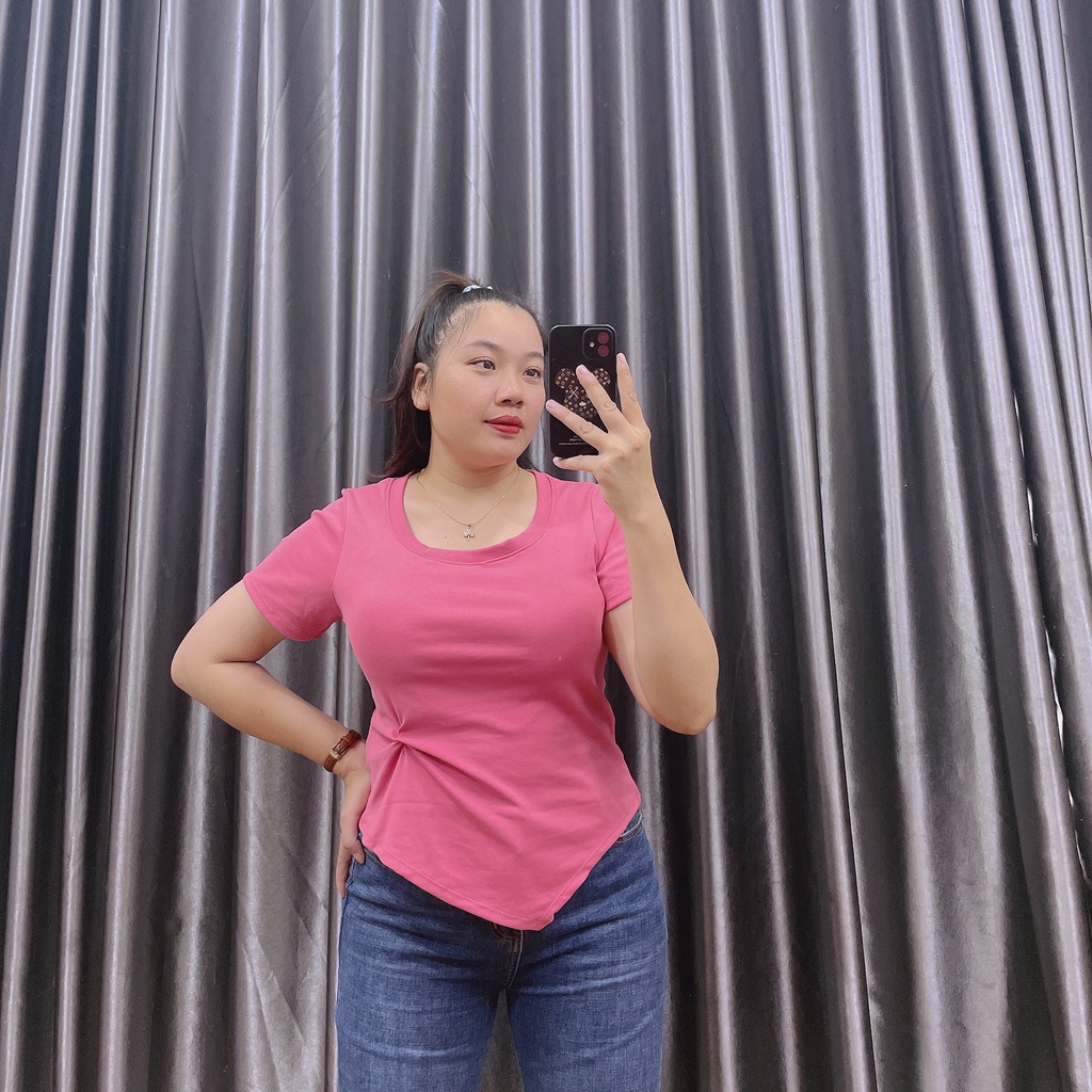 Áo Thun Kiểu Xoắn Bụng Cổ Tròn Bigsize Cô Nhỏ,Áo Phông Kiểu Cổ Tròn Có Size Thun Borib Cao Cấp A45 (HÌNH+VIDEO THẬT)