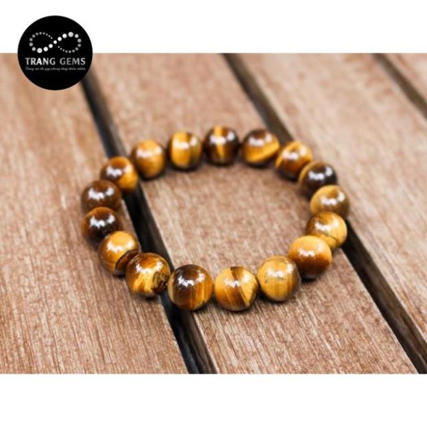 Vòng tay đá mắt hổ vàng nâu cho mệnh thổ và mệnh kim Trang Gems