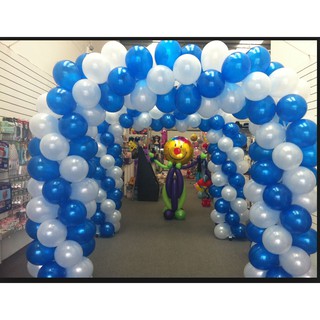 Set 100 cái bong bóng trắng và xanh loại nhũ