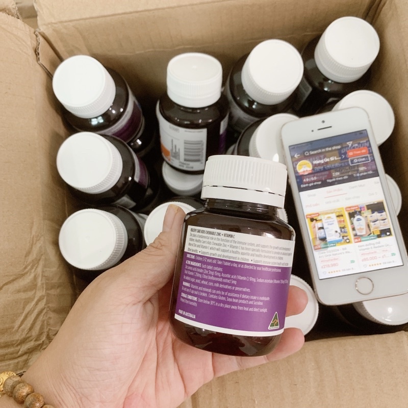 Viên nhai tăng cường sức đề kháng Kids zinc + Vitaminc Healthy Care 60v