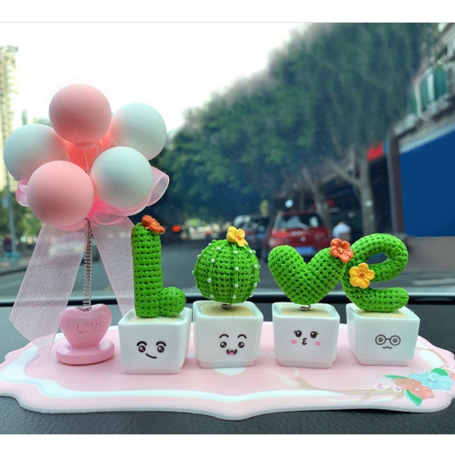 Set trang trí taplo ô tô hình chữ LOVE xương rồng xinh xắn loại to, đẹp - Dũng An Shop