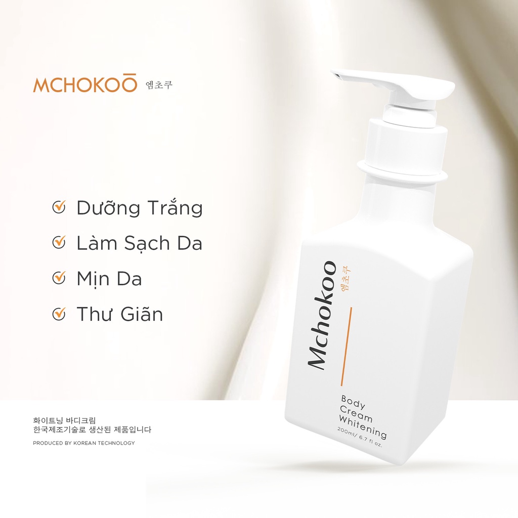 Kem Body Trắng Da Hoa Anh Đào Mchokoo Dưỡng Ẩm, Dưỡng Trắng Da Body, Nâng Tông Cấp Ẩm 200ml