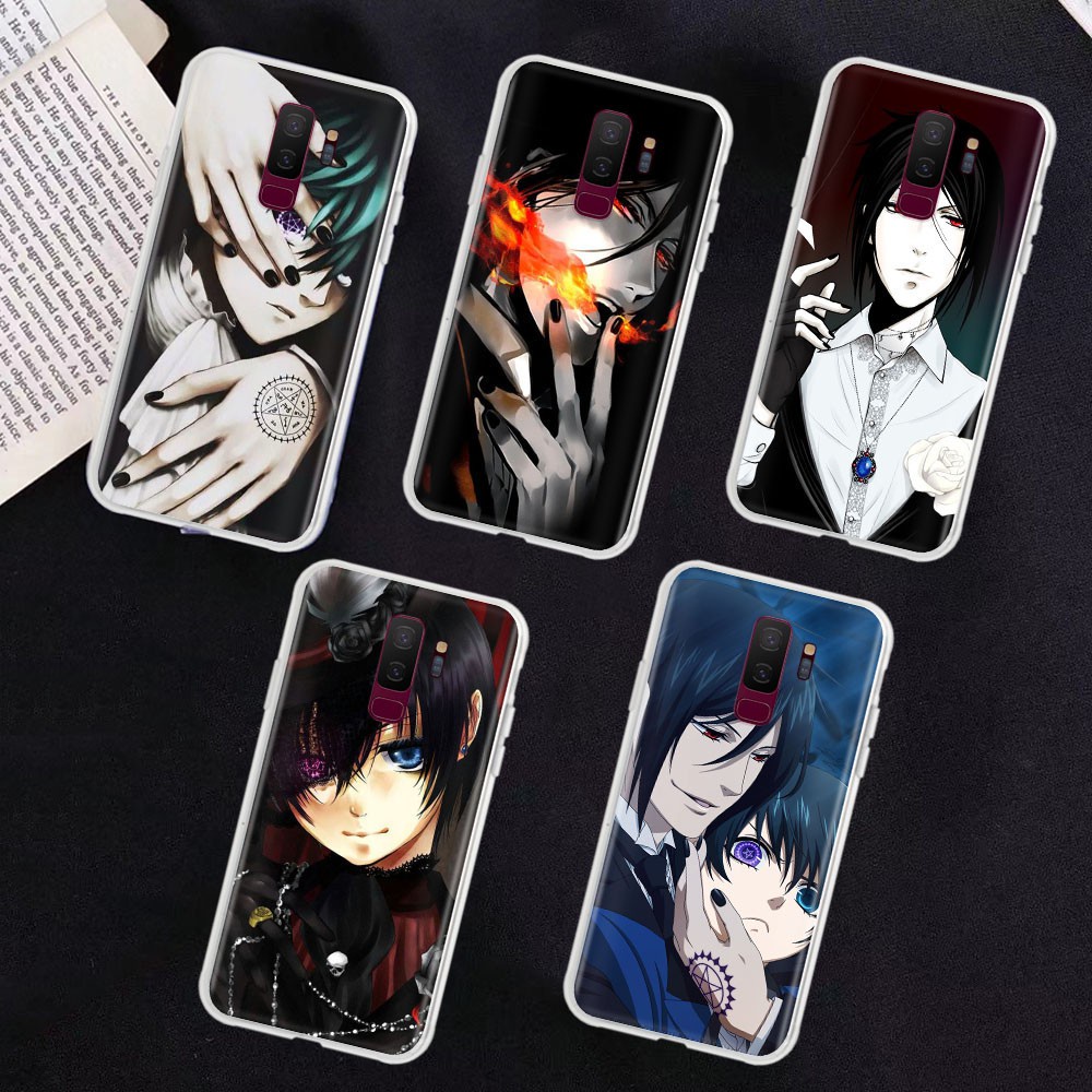 Transparent Case for Samsung Galaxy S7 Edge S8 Plus S9 S10 S10E Lite Black Butler Clear Cover