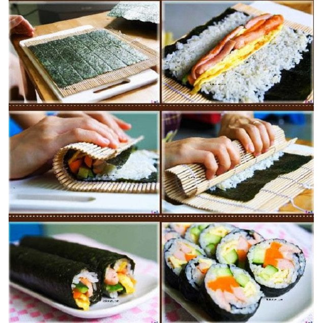 Lá Kimbap ăn liền Daesang 10 Lá. Lá rong biển cuộn Kimbap bản to, bản nhỏ.