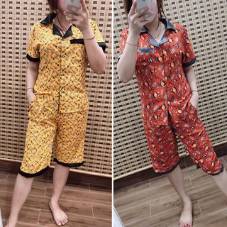 Đồ Bộ Mặc Nhà Lụa Satin Quần Lửng DBL03