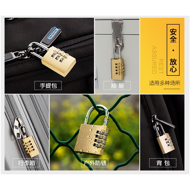 Ổ khóa 4 số bằng đồng thau cao cấp chống gỉ, chống nước