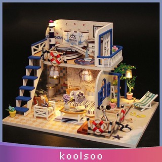 Mô hình nhà gỗ DIY Biệt thự ven biển full mika