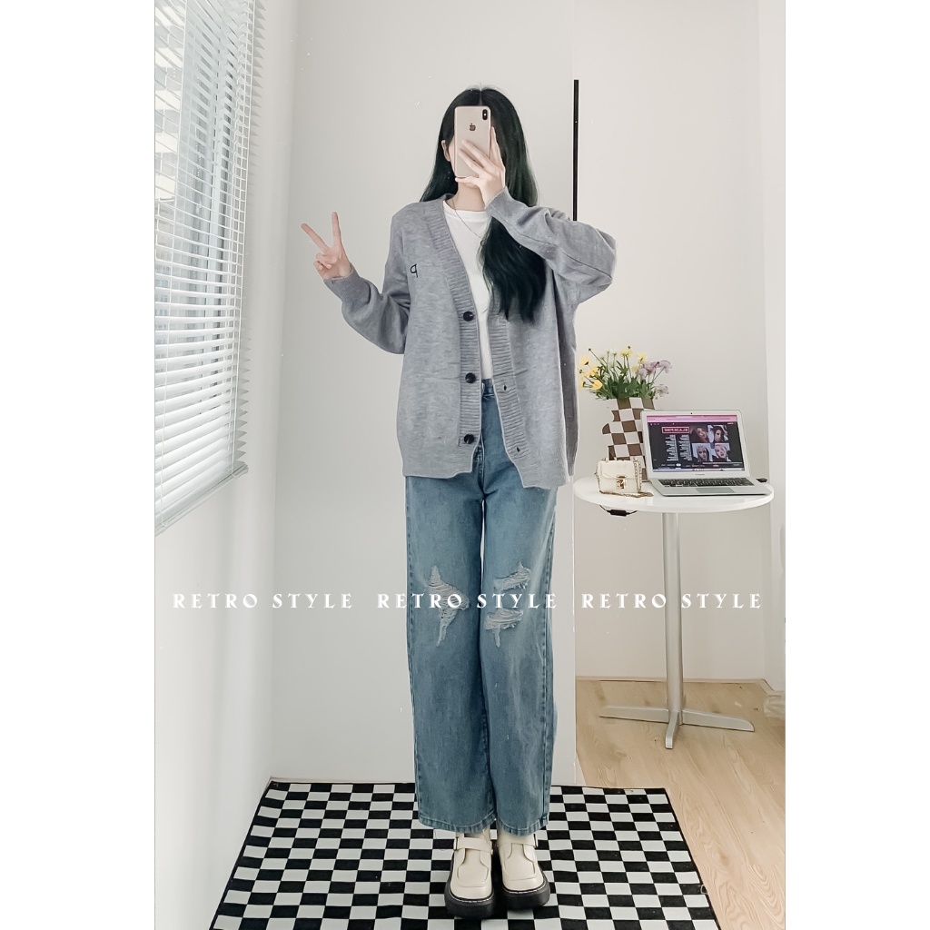 Áo khoác cardigan len chất dày oversize thêu P mã CadiganchuP502_P5K1.2