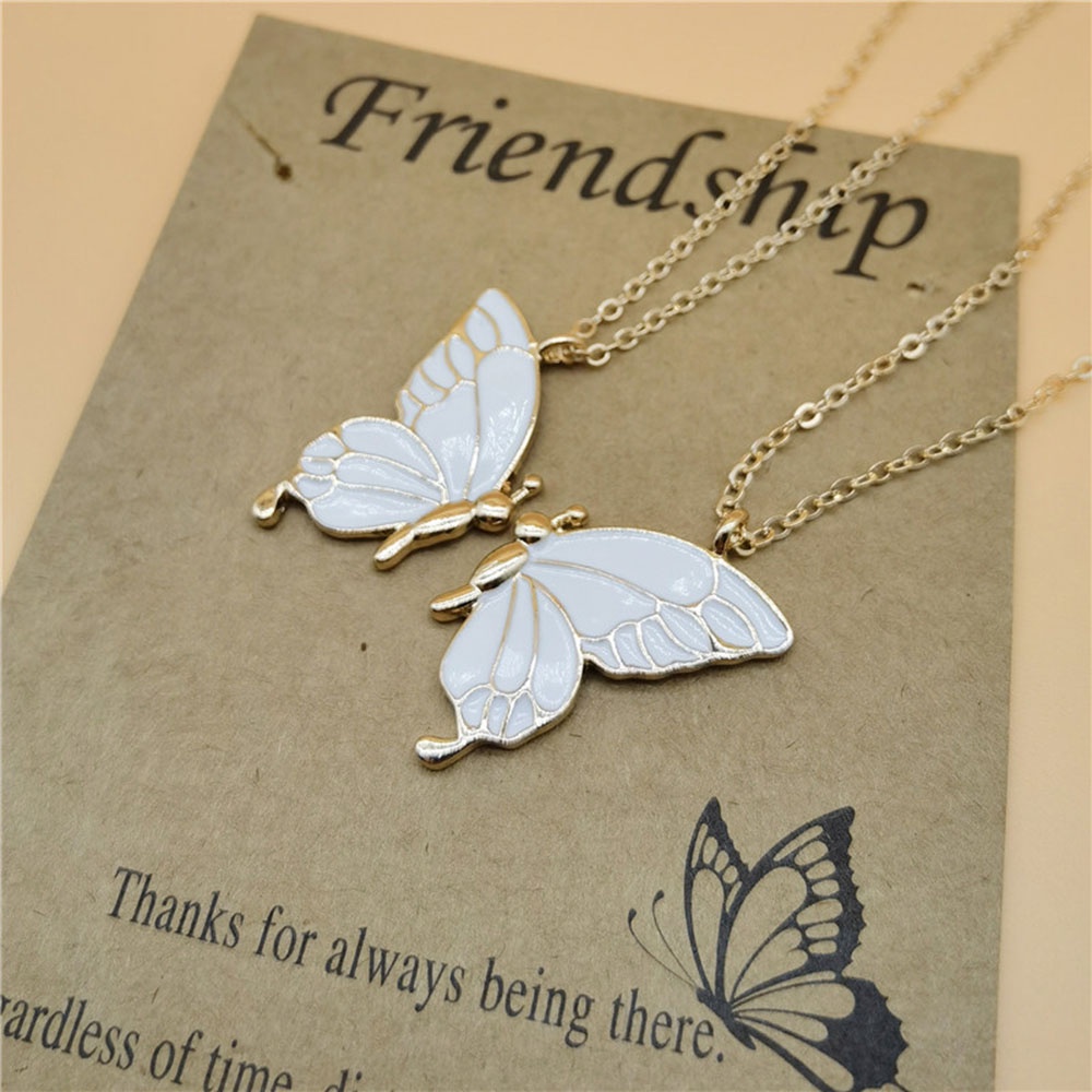 1 Cặp Dây Chuyền Mặt Hình Bươm Bướm Thông Dụng Dành Cho Chị Em Và Mẹ