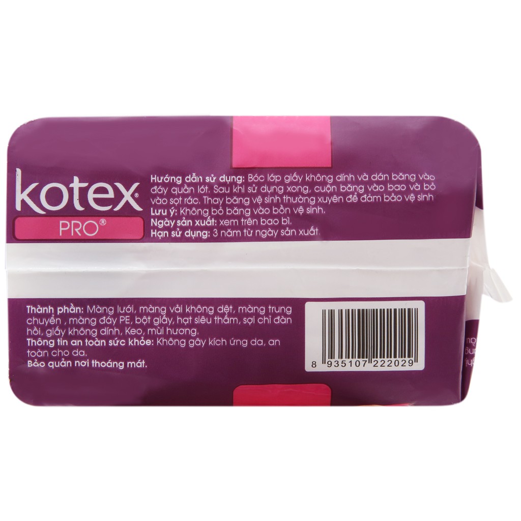 Băng vệ sinh Kotex Pro siêu mỏng cánh 8 miếng