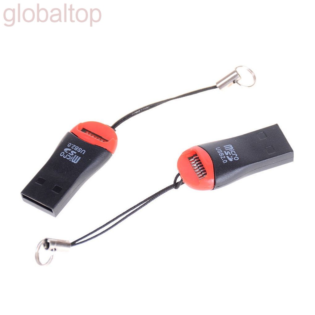 Đầu đọc thẻ nhớ mini hỗ trợ USB 2.0 có dây móc khóa chống thất lạc